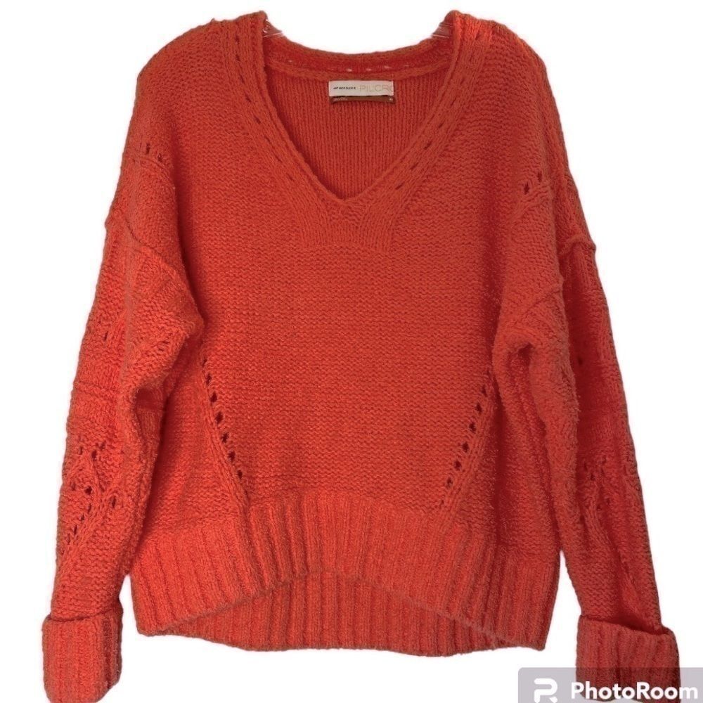 ANTHROPOLOGIE PILCRO CORAL TEXTURED KNIT SWEATER SIZE XS